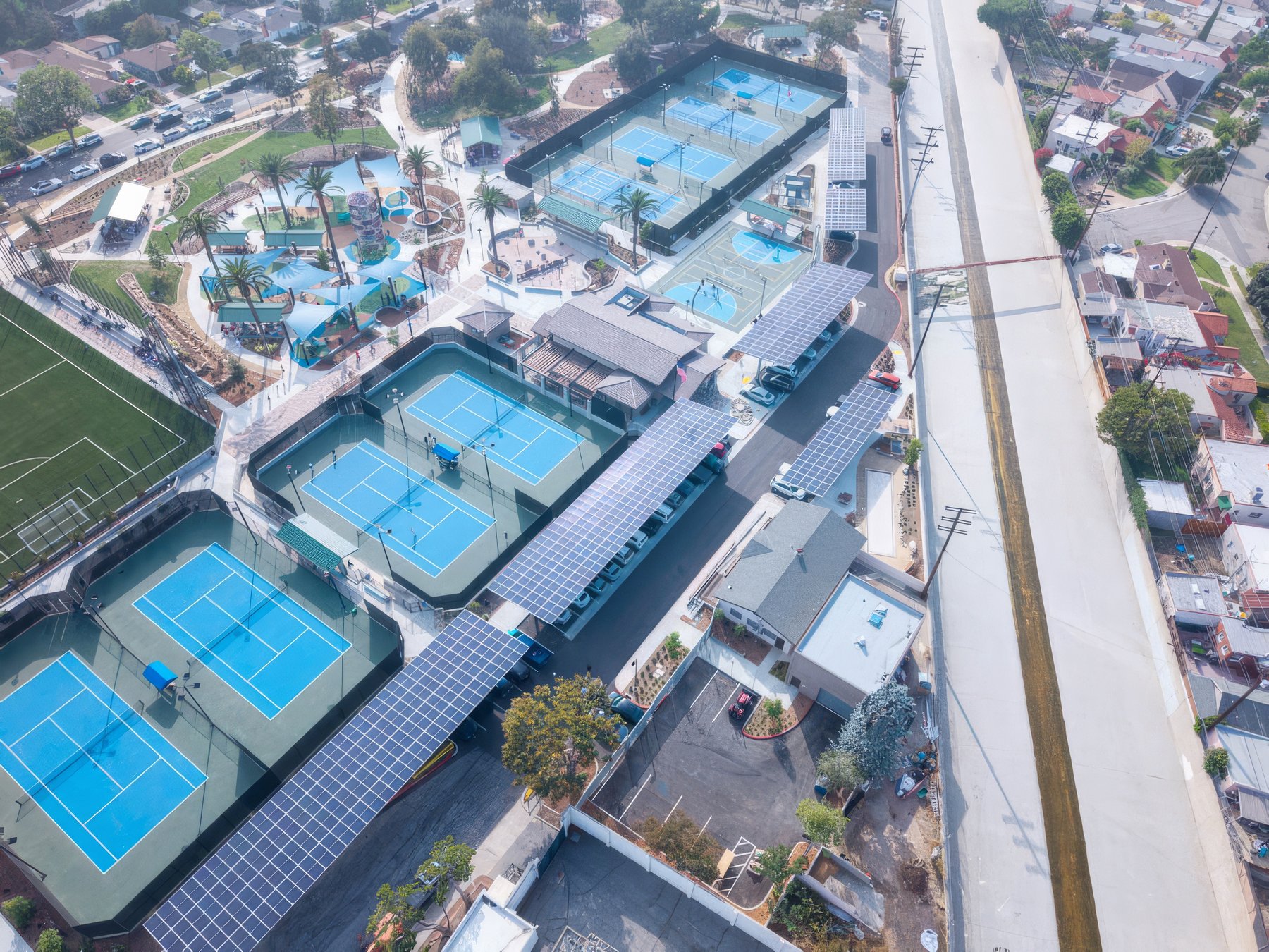 Fremont Park solar carport drone aerial