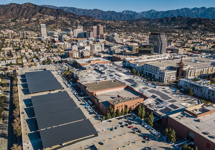 Glendale Galleria solar carport aerial